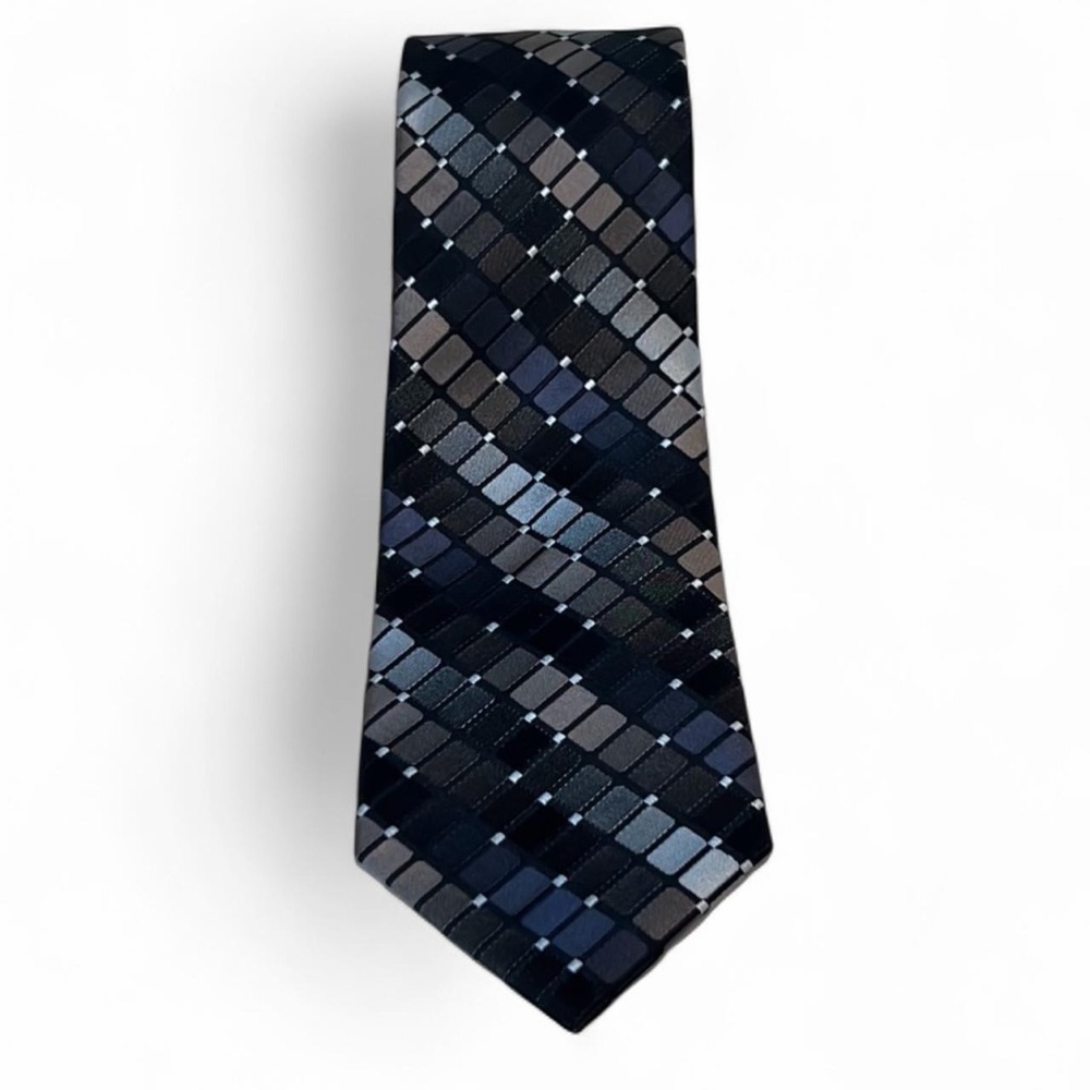 Kenneth Cole Reaction Geometric Silk Tie Black Gray